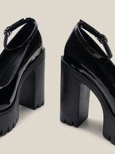 Minimalist Flatform Ankle Strap Pumps, Black Fashionable Buckle Decor Solid Color Ankle Strap Women's
